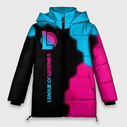 Куртка зимняя женская League of Legends - neon gradient: по-вертикали, цвет: 3D-черный