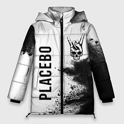 Куртка зимняя женская Placebo и рок символ на светлом фоне, цвет: 3D-черный