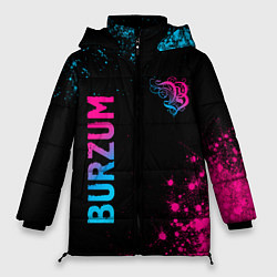 Куртка зимняя женская Burzum - neon gradient: надпись, символ, цвет: 3D-черный