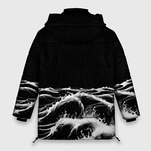 Женская зимняя куртка Черные бущующие волны / 3D-Светло-серый – фото 2