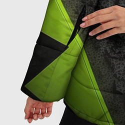 Куртка зимняя женская Зеленые абстрактные осколки, цвет: 3D-красный — фото 2