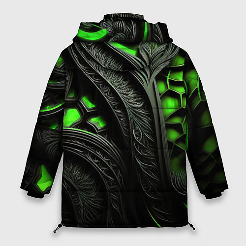 Женская зимняя куртка Green black abstract / 3D-Светло-серый – фото 2