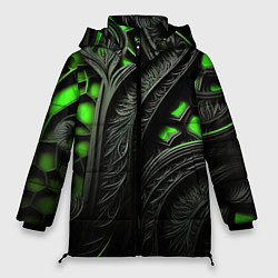 Куртка зимняя женская Green black abstract, цвет: 3D-светло-серый