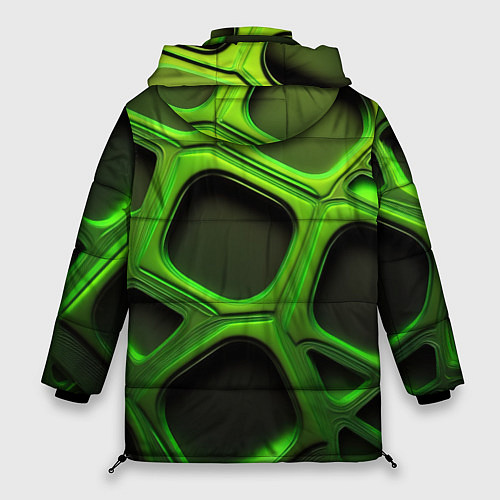 Женская зимняя куртка Объемные зеленые соты / 3D-Светло-серый – фото 2
