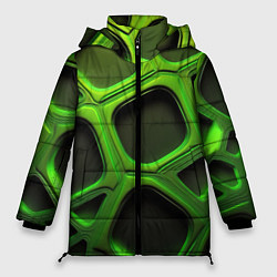 Куртка зимняя женская Объемные зеленые соты, цвет: 3D-светло-серый