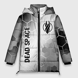 Куртка зимняя женская Dead Space glitch на светлом фоне: надпись, символ, цвет: 3D-черный