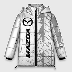 Куртка зимняя женская Mazda speed на светлом фоне со следами шин: по-вер, цвет: 3D-черный