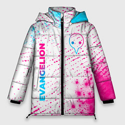Женская зимняя куртка Evangelion neon gradient style: надпись, символ
