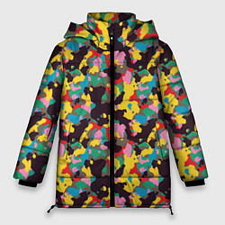 Куртка зимняя женская Модный красочный камуфляж, цвет: 3D-черный