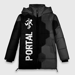Куртка зимняя женская Portal glitch на темном фоне: по-вертикали, цвет: 3D-черный