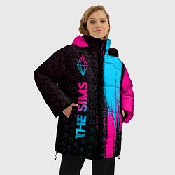 Куртка зимняя женская The Sims - neon gradient: по-вертикали, цвет: 3D-черный — фото 2