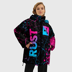 Куртка зимняя женская Rust - neon gradient: надпись, символ, цвет: 3D-черный — фото 2