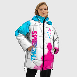 Куртка зимняя женская The Sims neon gradient style: надпись, символ, цвет: 3D-черный — фото 2