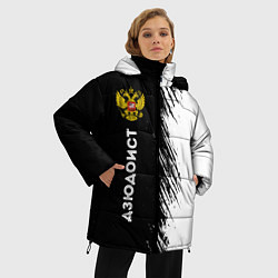 Куртка зимняя женская Дзюдоист из России и герб РФ: по-вертикали, цвет: 3D-черный — фото 2
