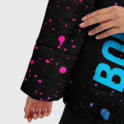 Куртка зимняя женская Bon Jovi - neon gradient: надпись, символ, цвет: 3D-черный — фото 2