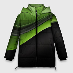 Куртка зимняя женская Black green abstract, цвет: 3D-черный