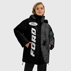 Куртка зимняя женская Ford speed на темном фоне со следами шин: по-верти, цвет: 3D-черный — фото 2