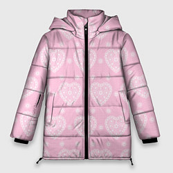 Куртка зимняя женская Розовое кружево сердечки, цвет: 3D-светло-серый