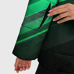 Куртка зимняя женская Black green abstract, цвет: 3D-светло-серый — фото 2