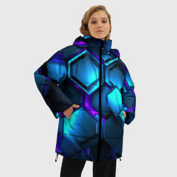 Куртка зимняя женская Объемные неоновые плиты, цвет: 3D-светло-серый — фото 2
