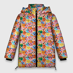 Куртка зимняя женская Смайлики котятки, цвет: 3D-светло-серый