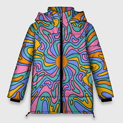 Куртка зимняя женская Абстрактный психоделический рисунок, цвет: 3D-светло-серый
