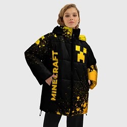Куртка зимняя женская Minecraft - gold gradient: надпись, символ, цвет: 3D-черный — фото 2