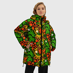 Куртка зимняя женская Русское народное искусство - хохлома, цвет: 3D-красный — фото 2
