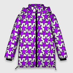 Куртка зимняя женская Ретро звёзды фиолетовые, цвет: 3D-черный