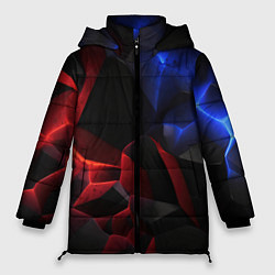 Куртка зимняя женская Синие и красные плиты, цвет: 3D-красный