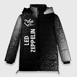 Куртка зимняя женская Led Zeppelin glitch на темном фоне: по-вертикали, цвет: 3D-черный
