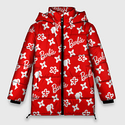 Куртка зимняя женская Барби паттерн красный, цвет: 3D-светло-серый