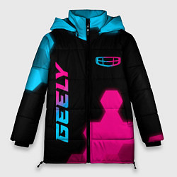 Женская зимняя куртка Geely - neon gradient: надпись, символ