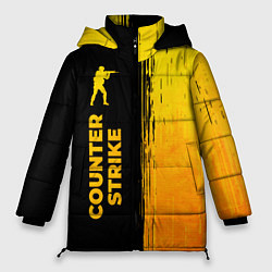 Куртка зимняя женская Counter Strike - gold gradient: по-вертикали, цвет: 3D-черный