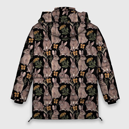 Женская зимняя куртка Зайцы и пижма / 3D-Светло-серый – фото 2