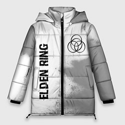 Куртка зимняя женская Elden Ring glitch на светлом фоне: надпись, символ, цвет: 3D-черный