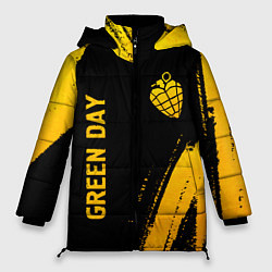 Куртка зимняя женская Green Day - gold gradient: надпись, символ, цвет: 3D-черный