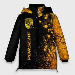 Куртка зимняя женская Porsche - gold gradient: по-вертикали, цвет: 3D-черный