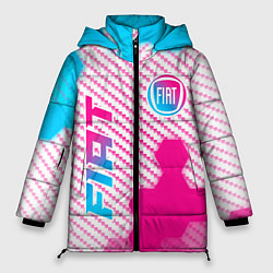 Женская зимняя куртка Fiat neon gradient style: надпись, символ