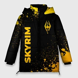 Куртка зимняя женская Skyrim - gold gradient: надпись, символ, цвет: 3D-черный