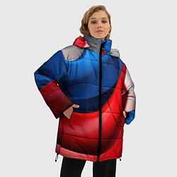 Куртка зимняя женская Объемная абстракция в цветах флага РФ, цвет: 3D-черный — фото 2