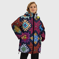 Куртка зимняя женская Орнамент удмуртский, цвет: 3D-красный — фото 2