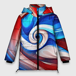 Куртка зимняя женская Волны в цвете флага РФ, цвет: 3D-красный