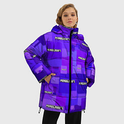 Куртка зимняя женская Minecraft pattern logo, цвет: 3D-черный — фото 2