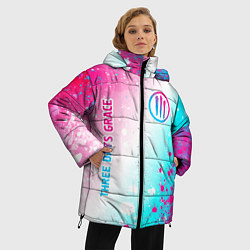 Куртка зимняя женская Three Days Grace neon gradient style: надпись, сим, цвет: 3D-черный — фото 2