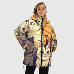 Куртка зимняя женская Кошачий принт от нейросети, цвет: 3D-черный — фото 2