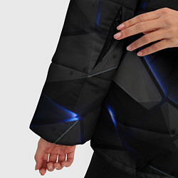 Куртка зимняя женская Черные плиты с синим свечением, цвет: 3D-черный — фото 2