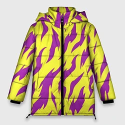 Куртка зимняя женская Кислотный тигр паттерн, цвет: 3D-черный