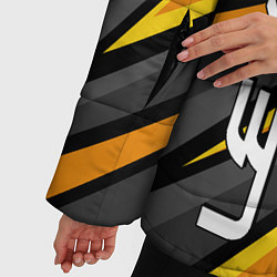 Куртка зимняя женская Лексус - желтая спортивная абстракция, цвет: 3D-черный — фото 2