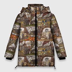 Куртка зимняя женская Рисунки коллаж, цвет: 3D-светло-серый